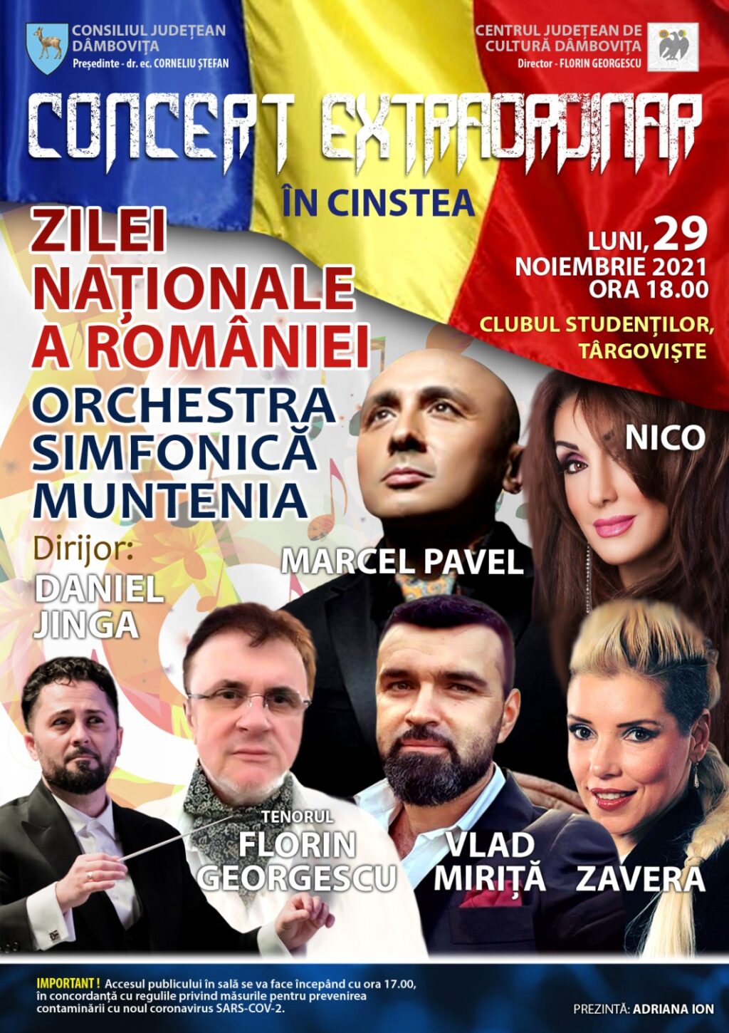29 noiembrie, Concert extraordinar, susținut de Orchestra Simfonică „Muntenia”, dedicat Zilei Naționale a României