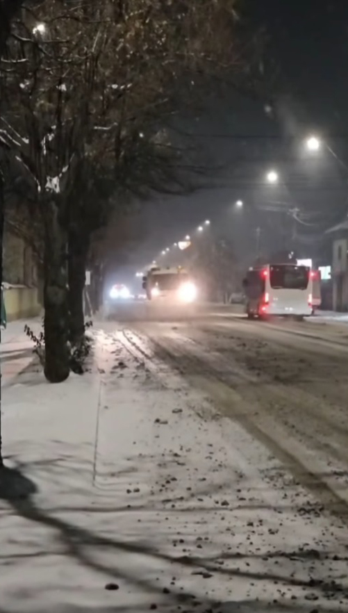 Prima ninsoare mai serioasă din această iarnă și prima intervenție consistentă pentru administrația locală