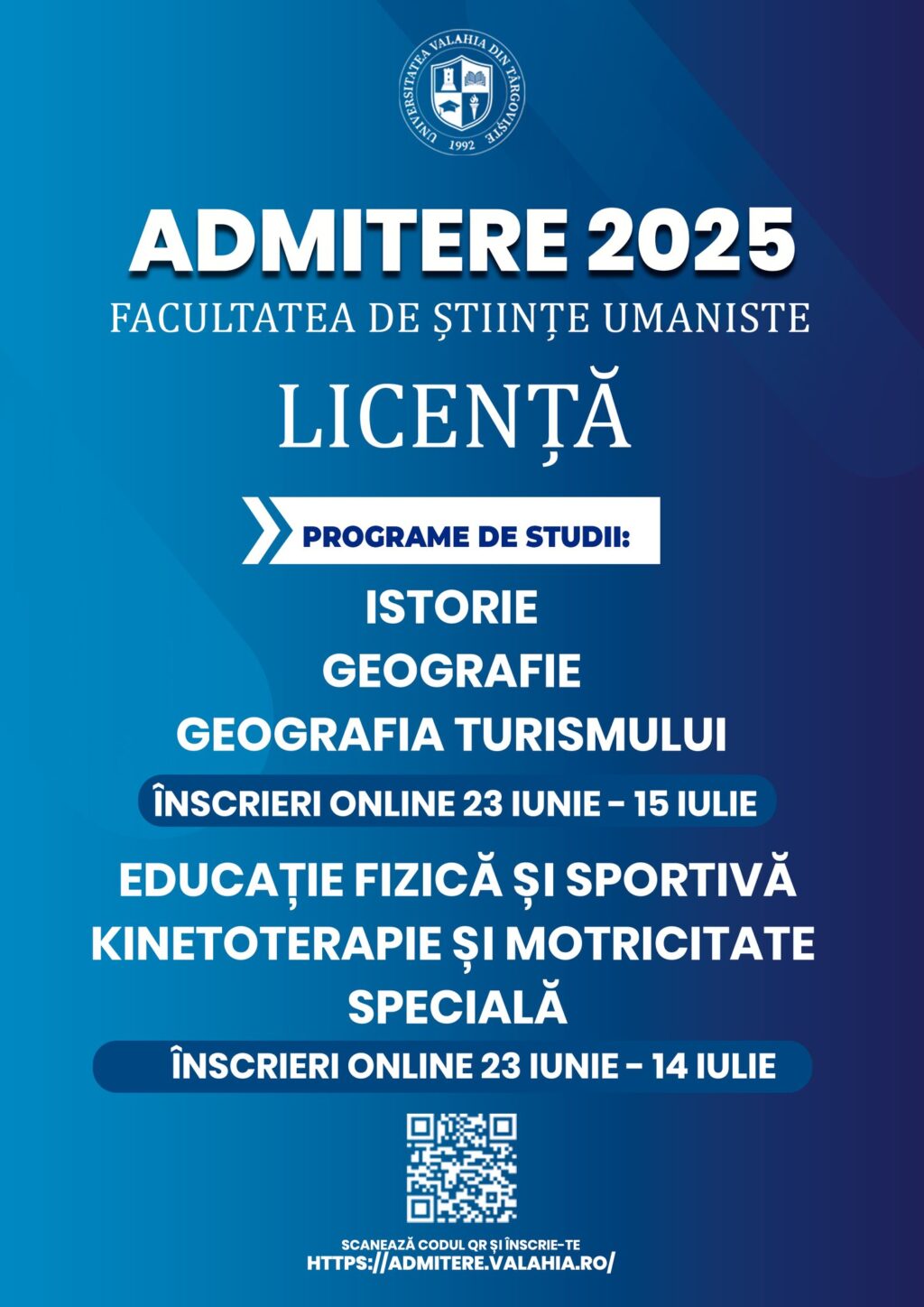 FACULTATEA DE ȘTIINȚE UMANISTE DIN CADRUL UNIVERSITĂȚII „VALAHIA” DIN TÂRGOVIȘTETÂRGOVIȘTEDESFĂȘOARĂ CONCURS DE ADMITERE PENTRU ANUL UNIVERSITAR 2025-2026